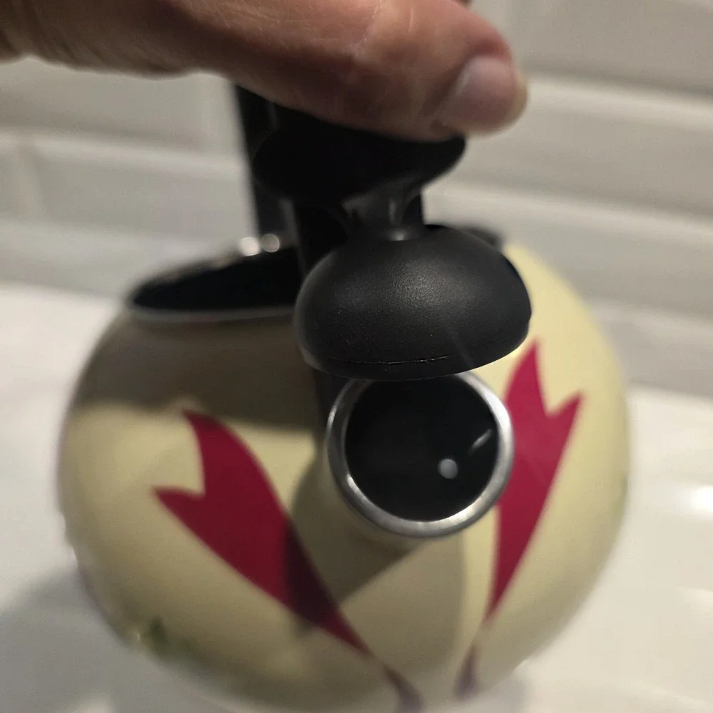HTF Temp-tations Red Cardinal Whistling Tea Kettle Teapot  Stovetop NEW